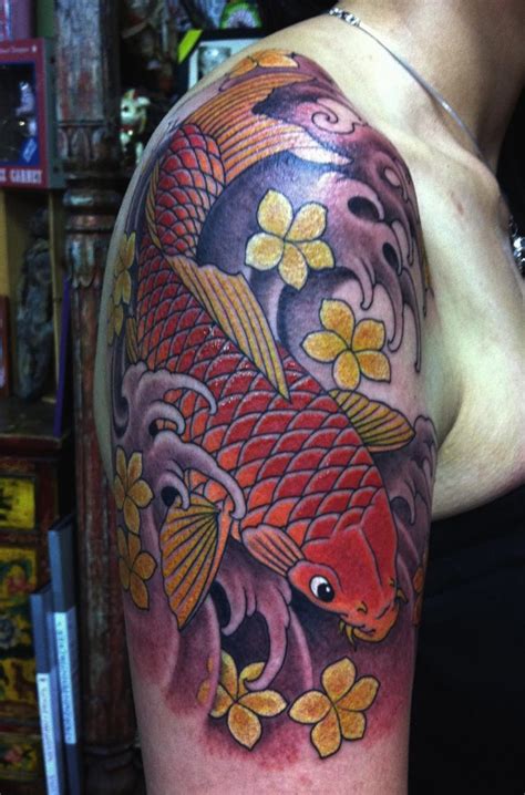 Koi fish cherry blossom tattoos - Xăm nghệ thuật - Hình xăm đẹp