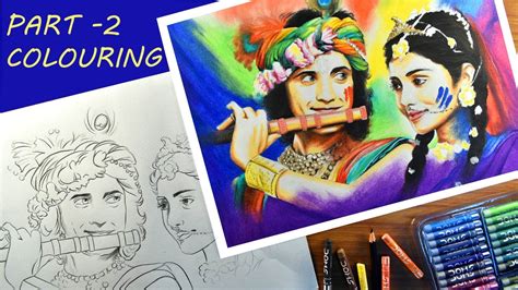 Holi Drawing Radha Krishn Part 2 Sumedh And Mallika Oil Pastel Drawing