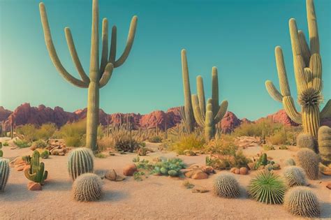 Premium Photo An Arid Landscape Of The Hot Sahara Desert Cacti And