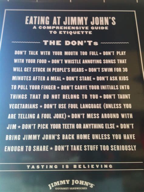 Jimmy Johns The Donts Sign Annoying Songs Jimmy Johns Words