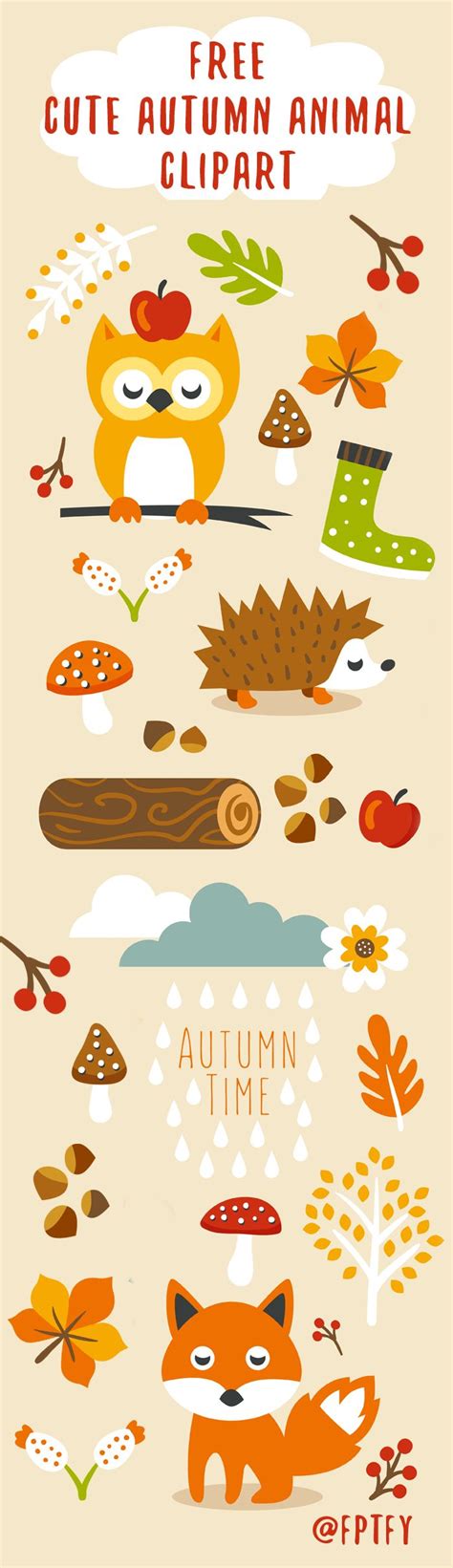 Free Cute Autumn Animal Clip Art And Planner Stickers Planner