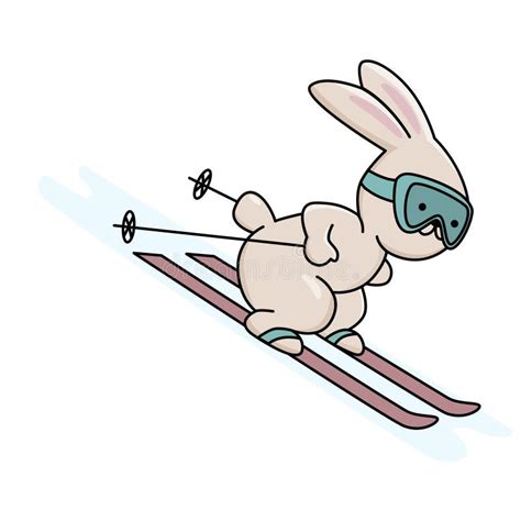 Cute Bunny On Ski Stock Vector Illustration Of Isolated 264769686