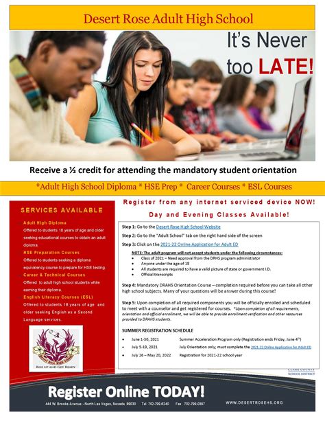 2023 2024 Online Application For Adult Ed Adult School Academic Departments Desert Rose