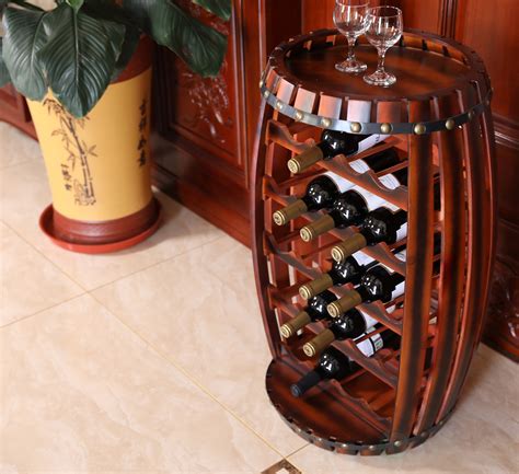 New Vintiquewise Rustic Barrel Shaped Wooden Wine Rack For 23 Bottles