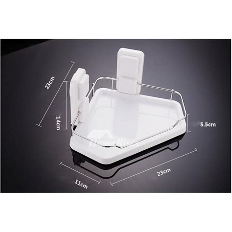 This bathroom is the ultimate modern design with clean bold surfaces and an industrial look. Modern Suction Cup White Shelves For Bathroom