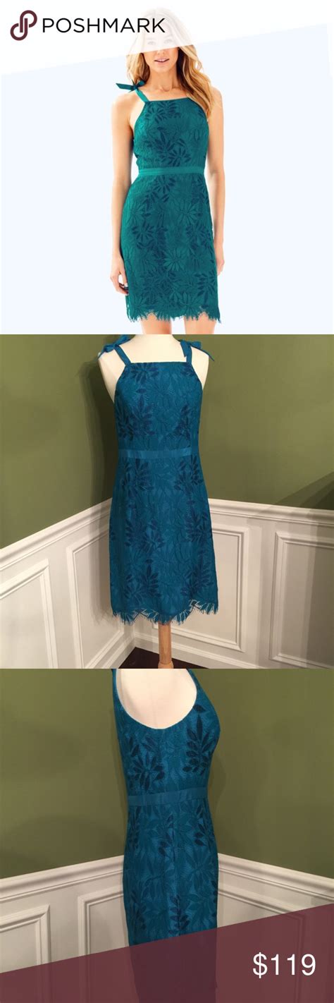 Lilly Pulitzer Kayleigh Teal Lace Shift Dress 4 Lace Shift Dress