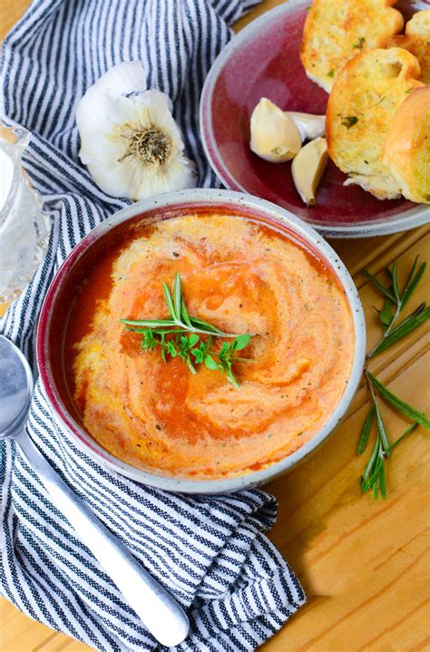 Roasted Tomato And Garlic Soup With Croutons The Salty Pot