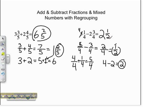 Steps for adding fractions with unlike denominators. Add/Subtract Fractions & Mixed Numbers w/ Regrouping - YouTube