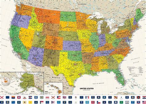Contemporary Usa Wall Map With Flags By Geonova Mapsales
