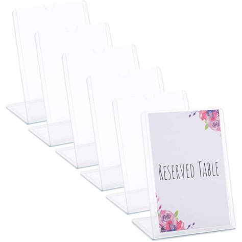 buy 6 pack clear acrylic sign holder for tabletop display plastic vertical slant back stand