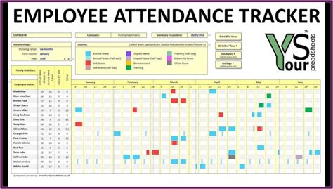 Employee Attendance Tracker Excel Template Free Download Template 1