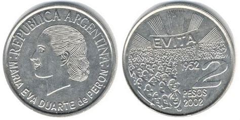 Pesos Aniversario De La Muerte De Eva Per N From Argentina Coin