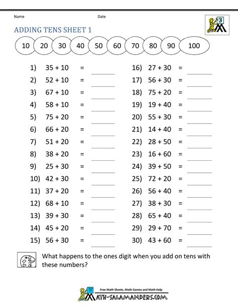 Numbers That Add Up To 100 Worksheet