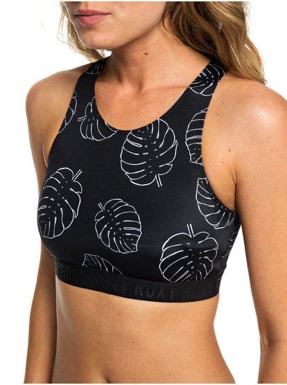 roxy roxy fitness crop top bikini top anthracite super palms xwwk crop top bikini bikini