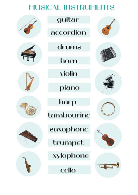 Vocabulary Musical Instruments Worksheet