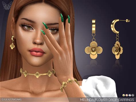 The Sims Resource Melinda Flower Drop Earrings