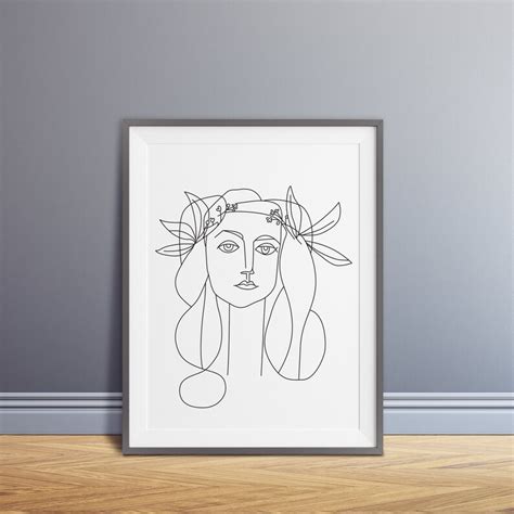Pablo Picasso Line Drawing Print Line Art Female Face Etsy