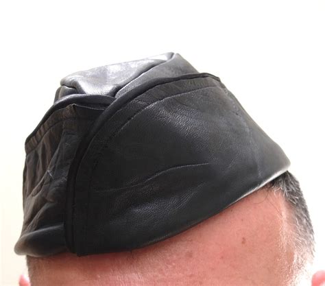 Leather Garrison Military Cap Side Cap