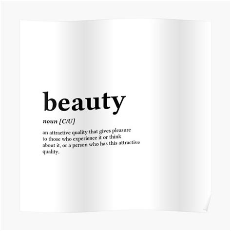 Beauty Word Definition Left Black Text Poster By Worddefinitions