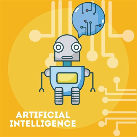 Concepto De Dibujos Animados Robot De Inteligencia Artificial Vector Premium