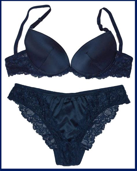 Provides every shopper with their ideal choices. NAVY BLUE SATIN LACE PUSH UP BRA PANTIES SET 10C 12C 14C ...