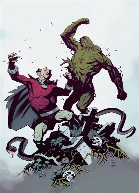 Artwork Etrigan And Swamp Thing By Mike Mignola And Cliff Rathburn