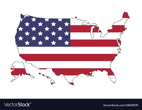 United States Of America Map With Flag North Vector Image