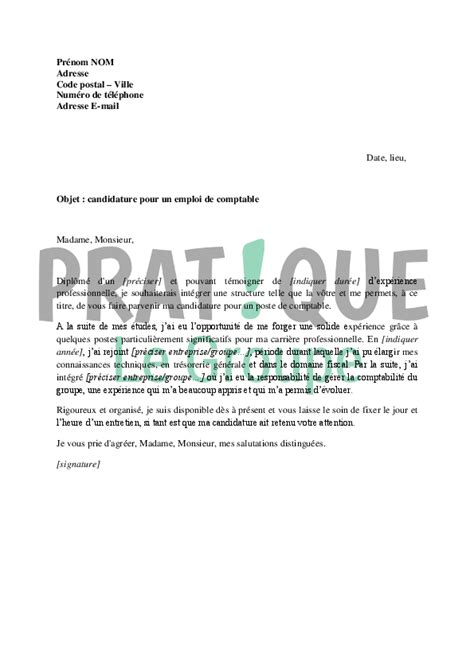 Lettre de motivation pour un emploi de comptable  Pratique.fr