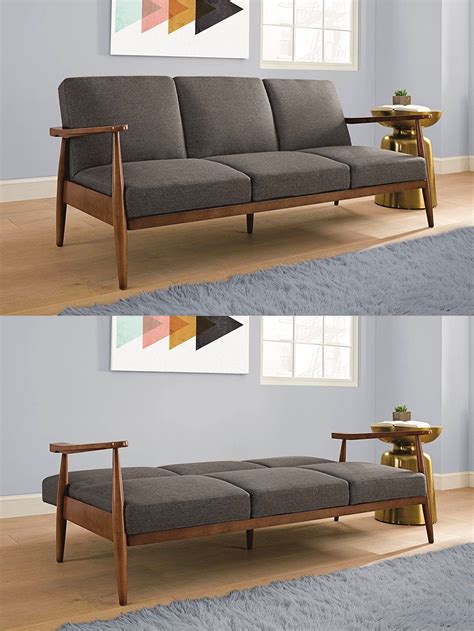 Convertible Grey Mid Century Modern Sofa Bed 