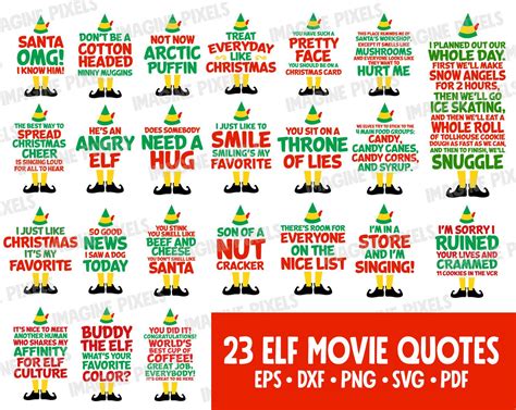 Buddy The Elf 23 Movie Quotes Editable Svg Png Dxf Eps Pdf Etsy Elf