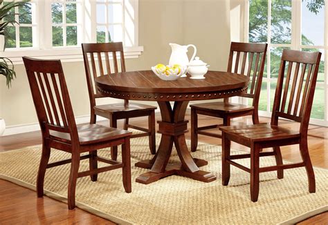 Enjoy a casual breakfast in your. Furniture of America Dark Oak Karl Rustic Round Dining Table