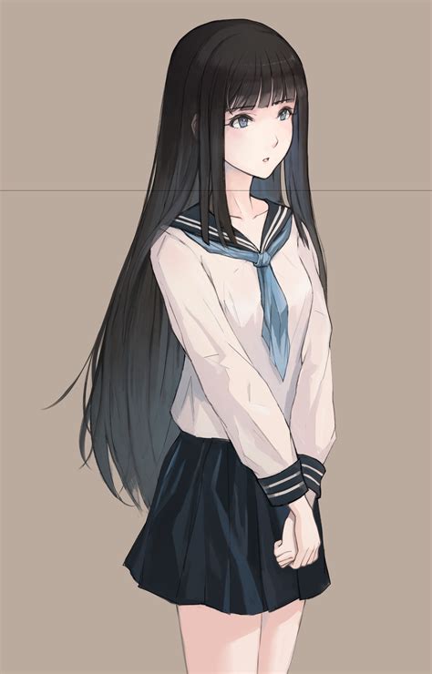 Black Hair Anime Girl High School