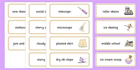 Word Medial Sc Sk Word Cards Three Syllable Words