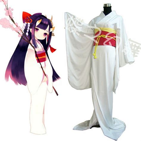 Japanese Anime Traditional Women White Furisode Kimono