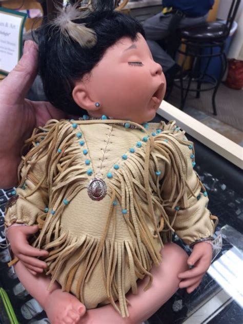 Artist Signed Porcelain Sleeping Newborn Doll Native American Real Buckskin Turq Ebay