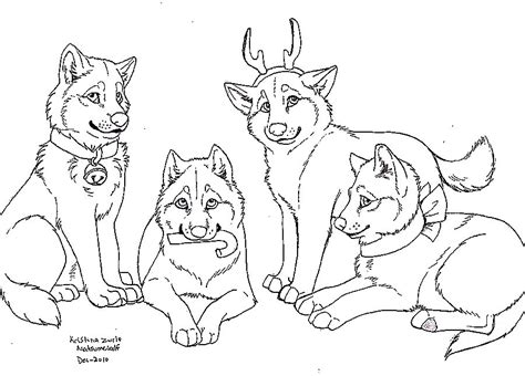 Christmas Wolves Lineart By Ms Paint Friendly On Deviantart