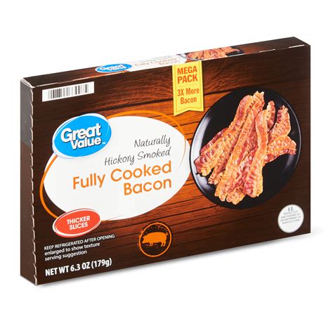 Great Value Naturally Hickory Smoked Fully Cooked Bacon Mega Pack 63
