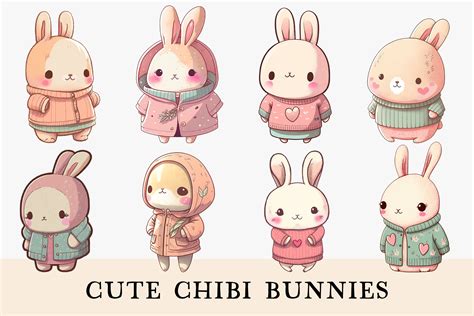 Cute Pastel Chibi Bunnies Grafik Von Anakaoni · Creative Fabrica