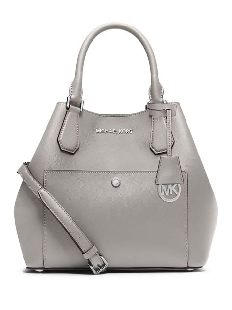 Michael Michael Kors Saffiano Leather Grab Bag In Gray Lyst
