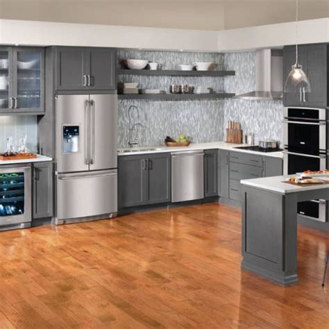 People are talking about slate. Contemporary slate grey cabinets with stainless appliances ...