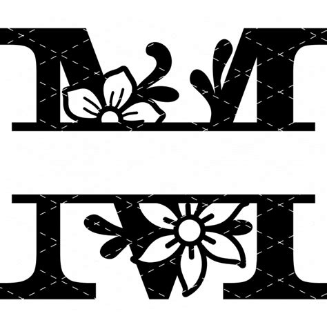 m split letter monogram svg