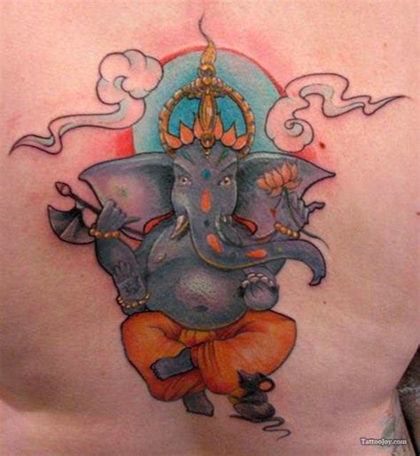 This Tattoo Of Ganesh Shows The Elephant God With A Rat Sitting At His