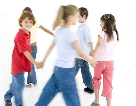 Young Friends Playing Ring Around The Rosies Stock Image Image Of