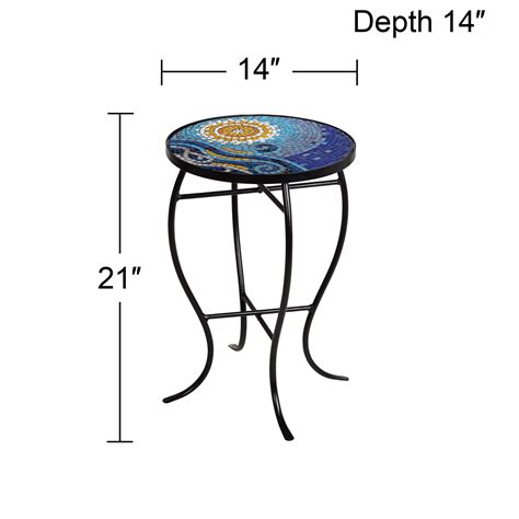 Teal Island Designs Modern Black Round Outdoor Accent Side Table 14