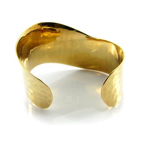 Mary Grace Design Mgd 30 Mm Wide Golden Hammered Cuff Braceletcurved Gold Tone Brass Metal