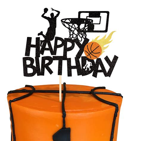 Buy 1 Pack Basketball Happy Birthday Cake Topper Glitter Nba Fan Basketball Sports Theme