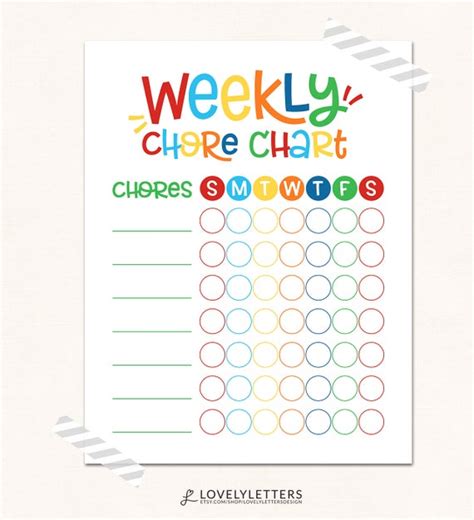 Kids Chore Chart Print Weekly Chore Chart Printable