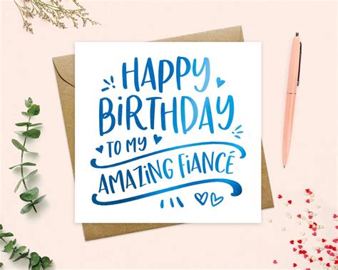 Happy Birthday To My Fiancé Card To My Fiancé Or Fiancée On Etsy Uk