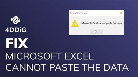 How To Fix Microsoft Excel Cannot Paste The Data Error Excel Cannot