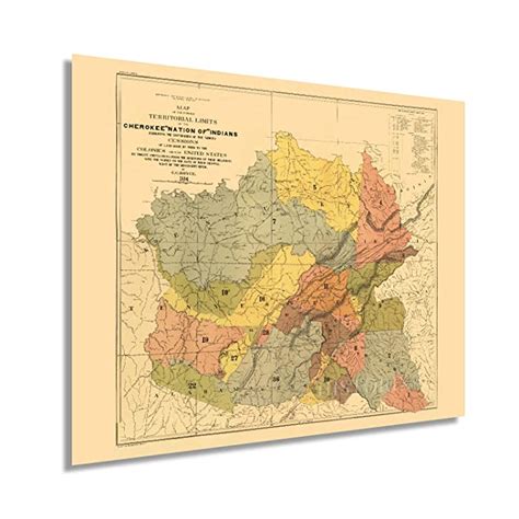 Buy Historix Vintage 1884 Cherokee Indian Map 24x30 Inch Vintage Map